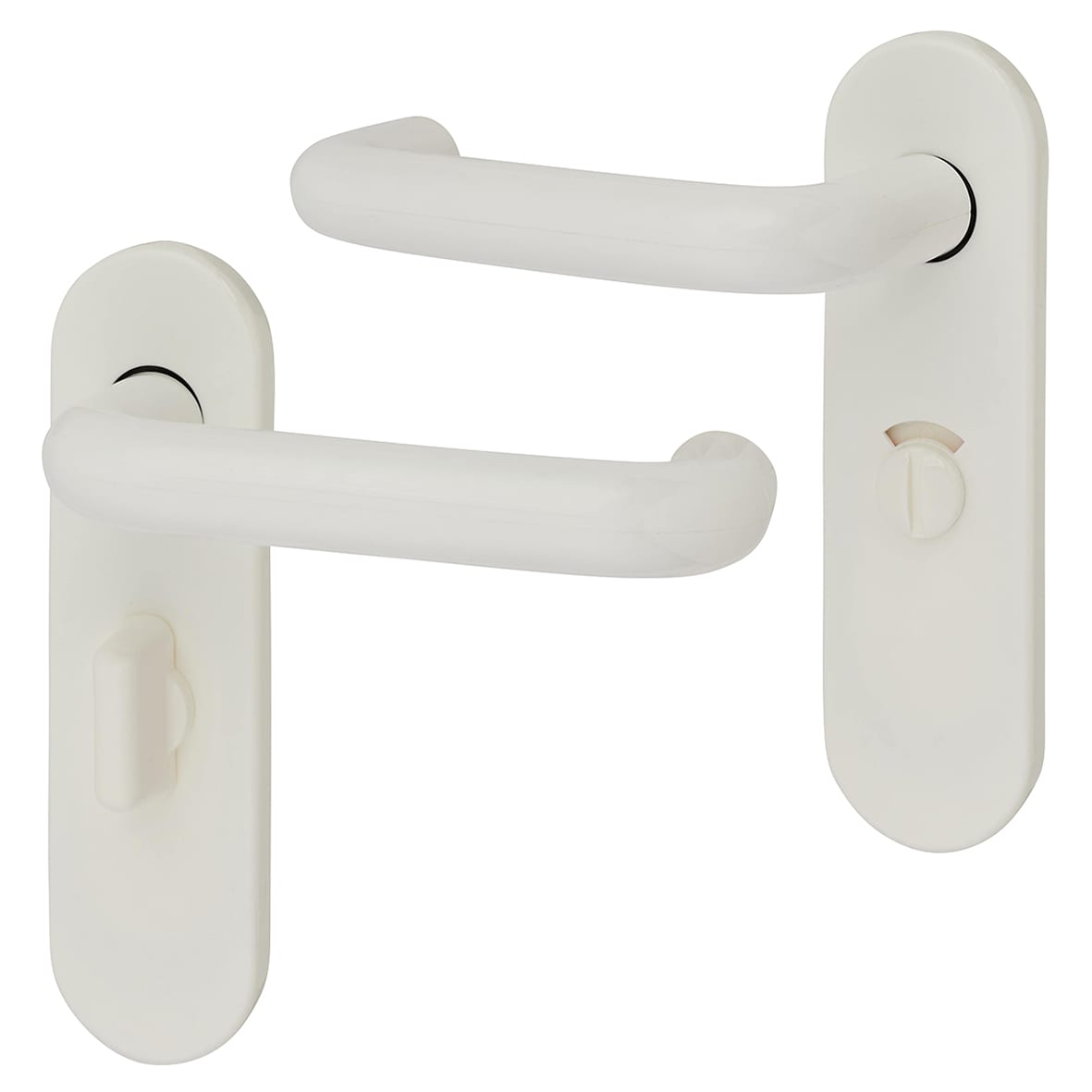 Diamond White Nylon Steel Core Safety Bathroom Door Handles - 57m c/c - Paris Range - view 2