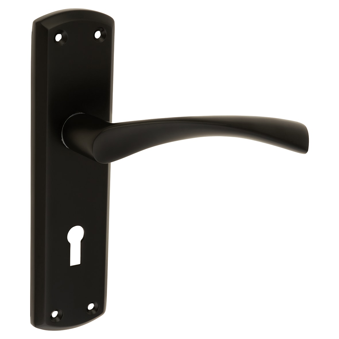 Matt Black Keyhole Lock Door Handles - Monza Range - 175 x 45mm - view 2