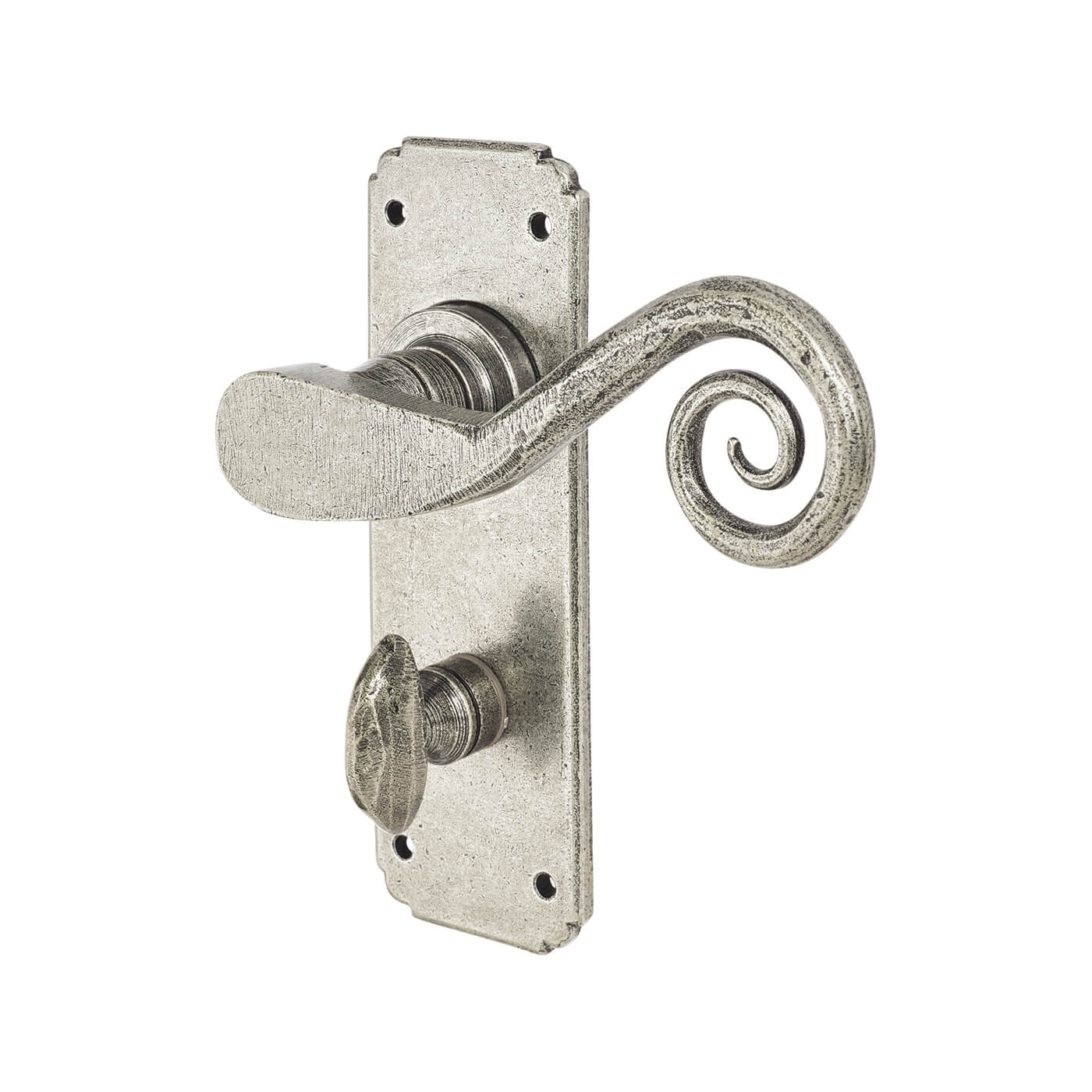 Pewter Monkey Tail Bathroom Door Handles - 152 x 52mm - view 3