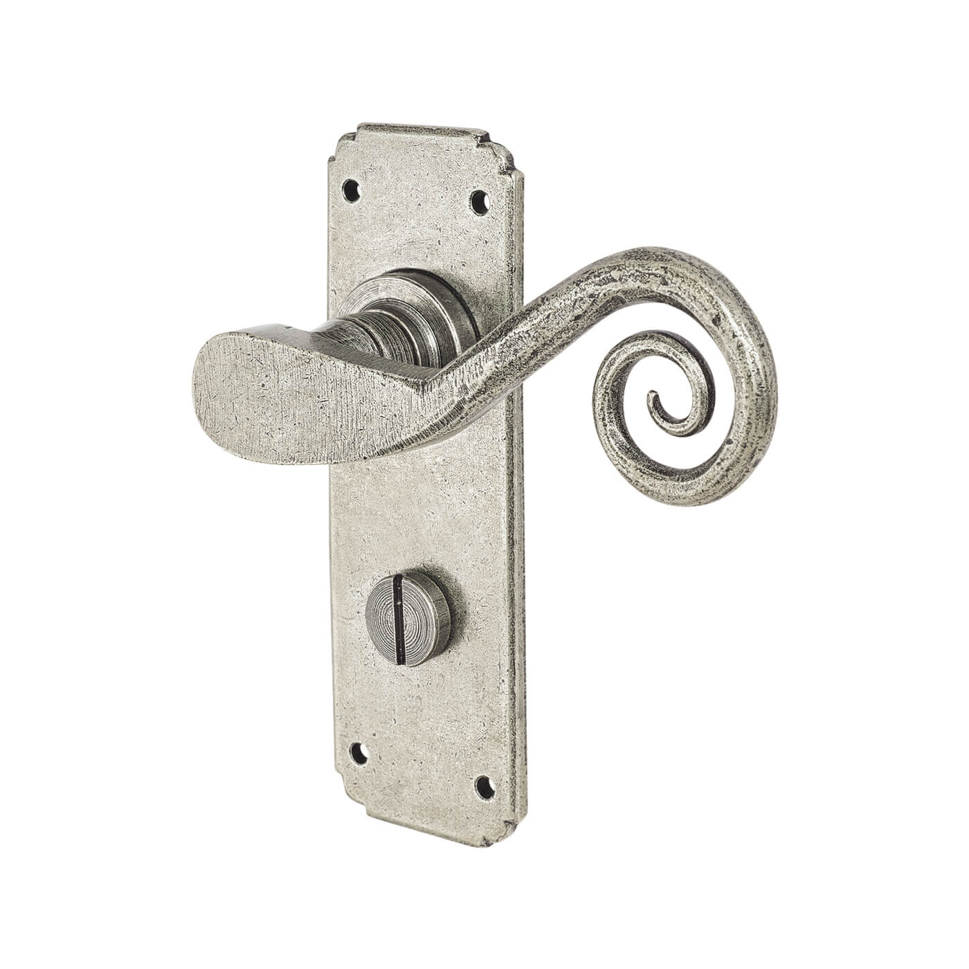 Pewter Monkey Tail Bathroom Door Handles - 152 x 52mm - view 4