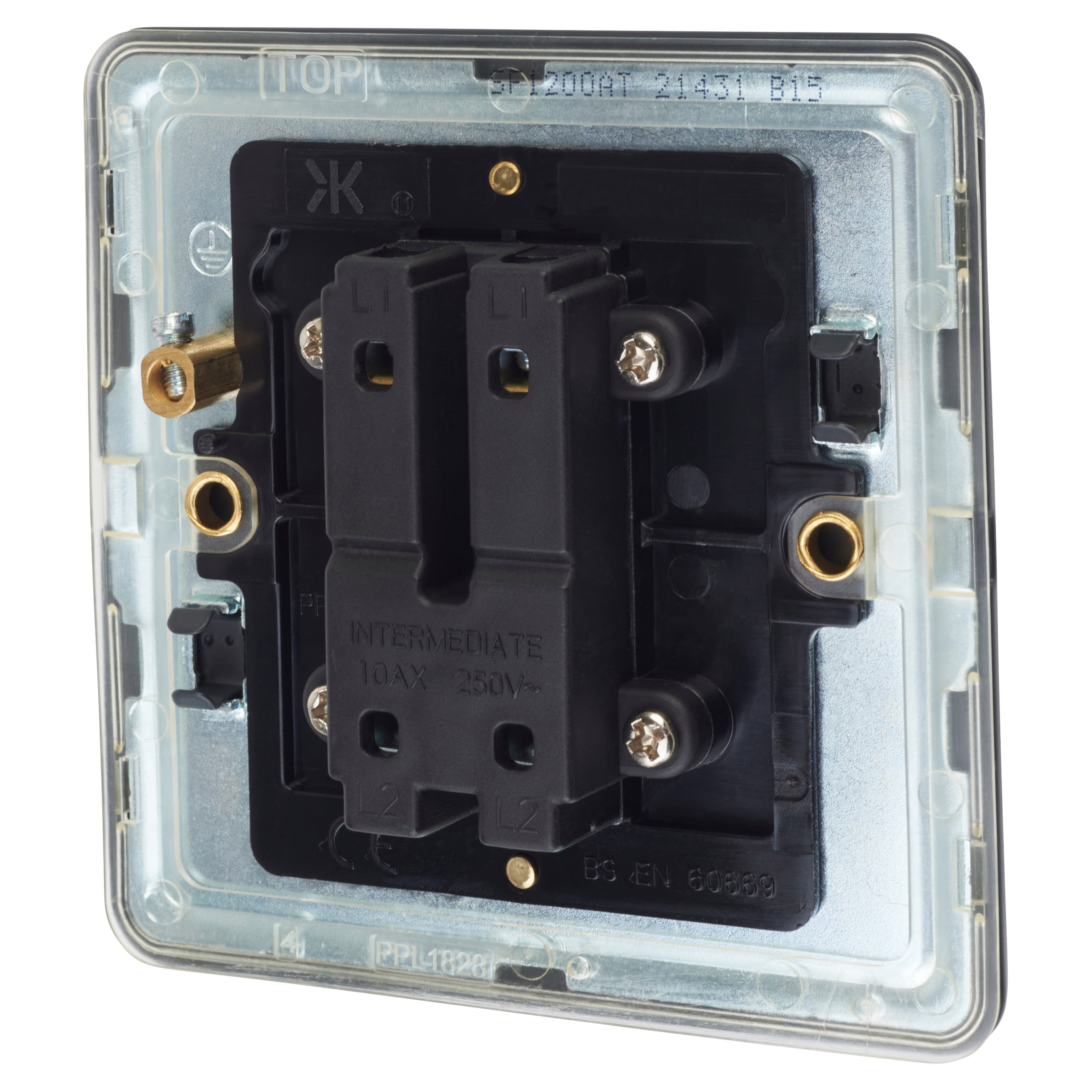 10AX 1 Gang Screwless Intermediate Flat Plate Light Switch - Anthracite Grey - view 3
