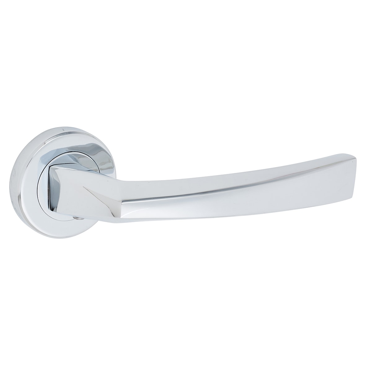 Brass Polished Chrome Door Handles on Round Rose - Scopo Range - view 2