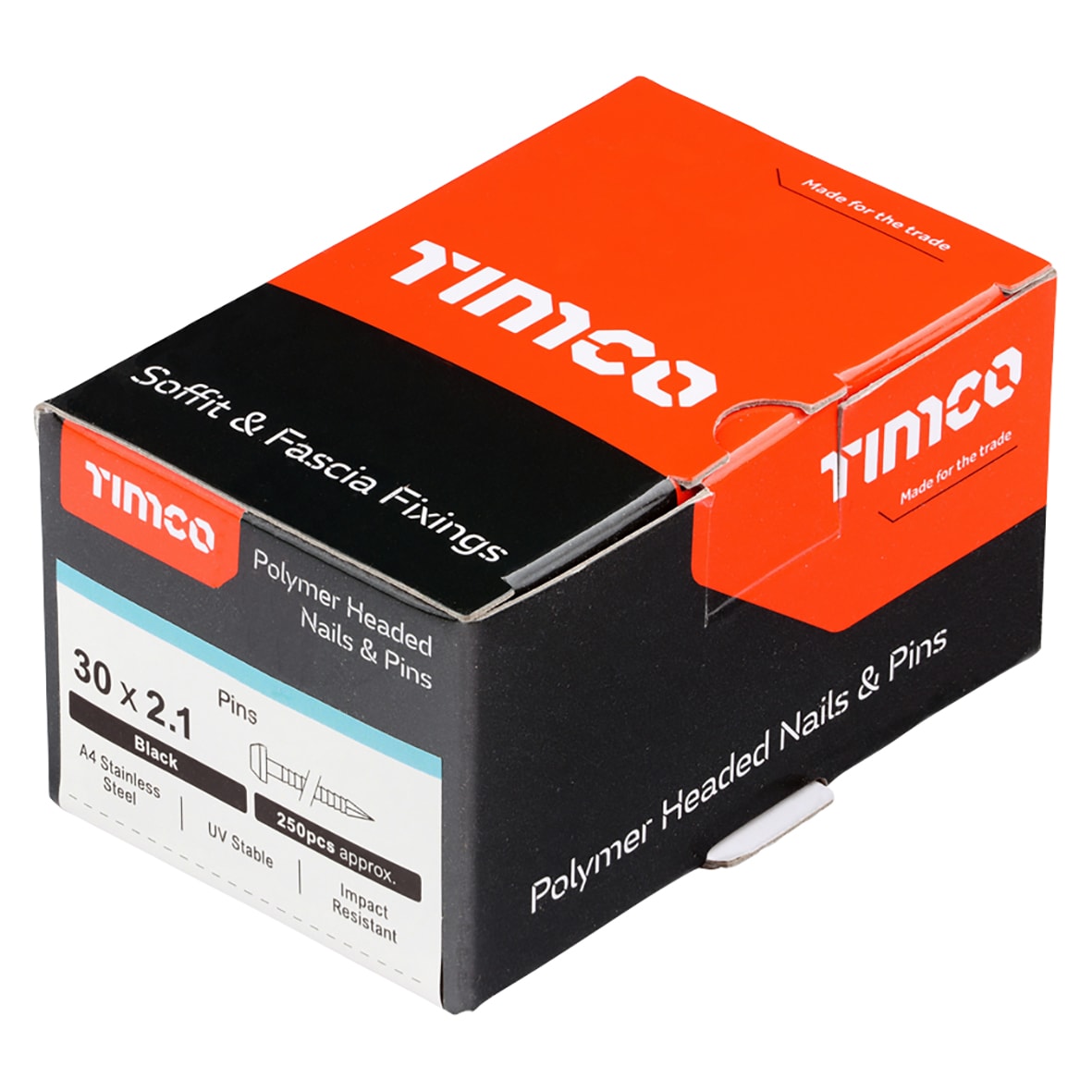 Polymer Headed Pins - 30mm Length - Black - Pack of 250 - view 3