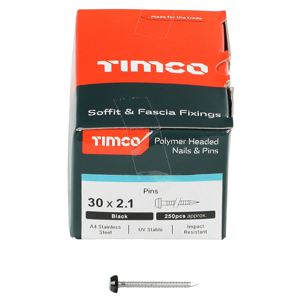 Polymer Headed Pins - 30mm Length - Black - Pack of 250 - view 4