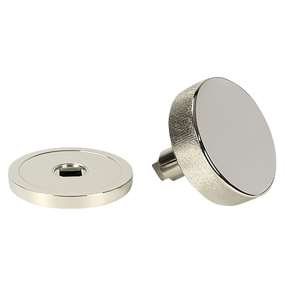 Brompton Polished Nickel Round Knurled Centre Door Knob - 90mm Rose Diameter - view 3