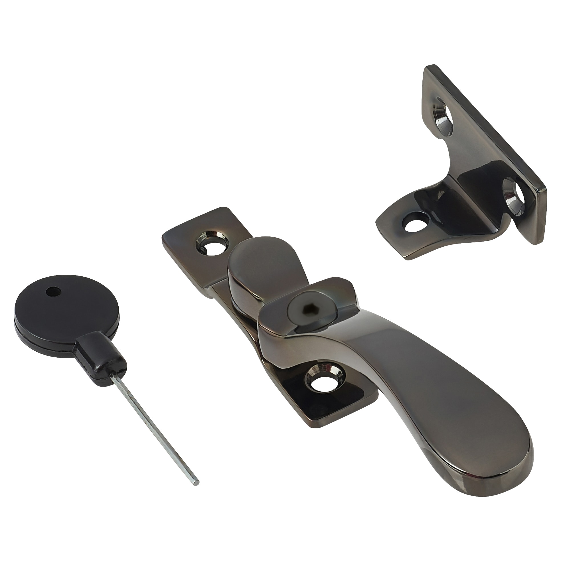 Victorian Locking Wedge Casement Window Fastener - Reversible - Black Nickel - view 2