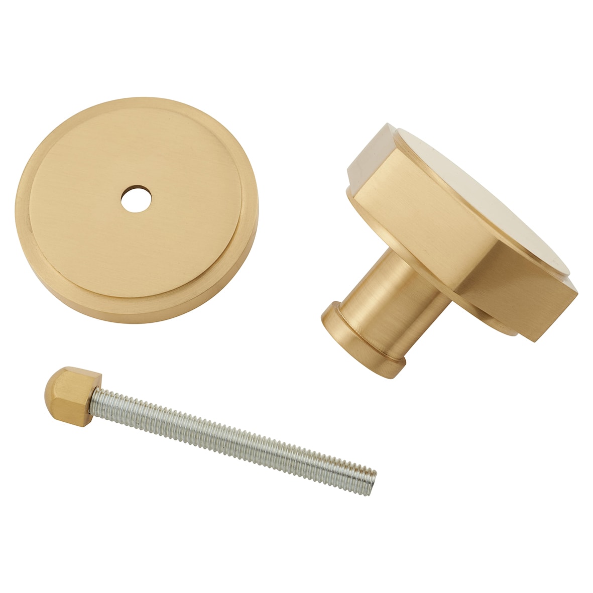 Satin Brass Hexagonal Centre Door Knob - 80mm Rose Diameter - view 3