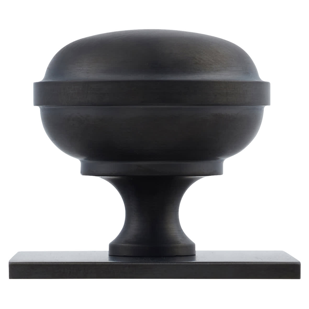 Quantock Cabinet Knob on Square Backplate - 38mm Diameter - PVD Dark Bronze - view 2