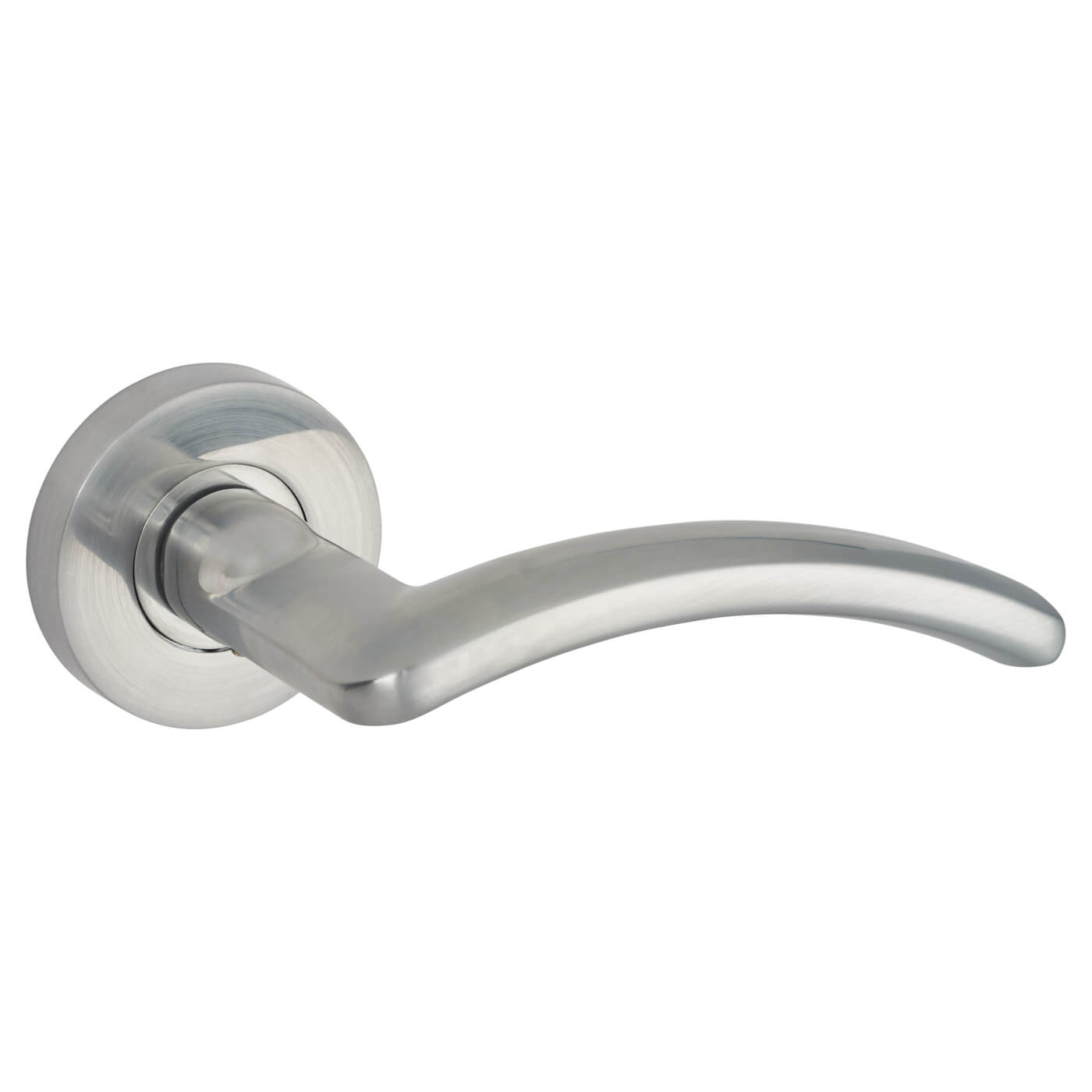 Satin Chrome Door Handles on Round Rose - Viper Range - view 3