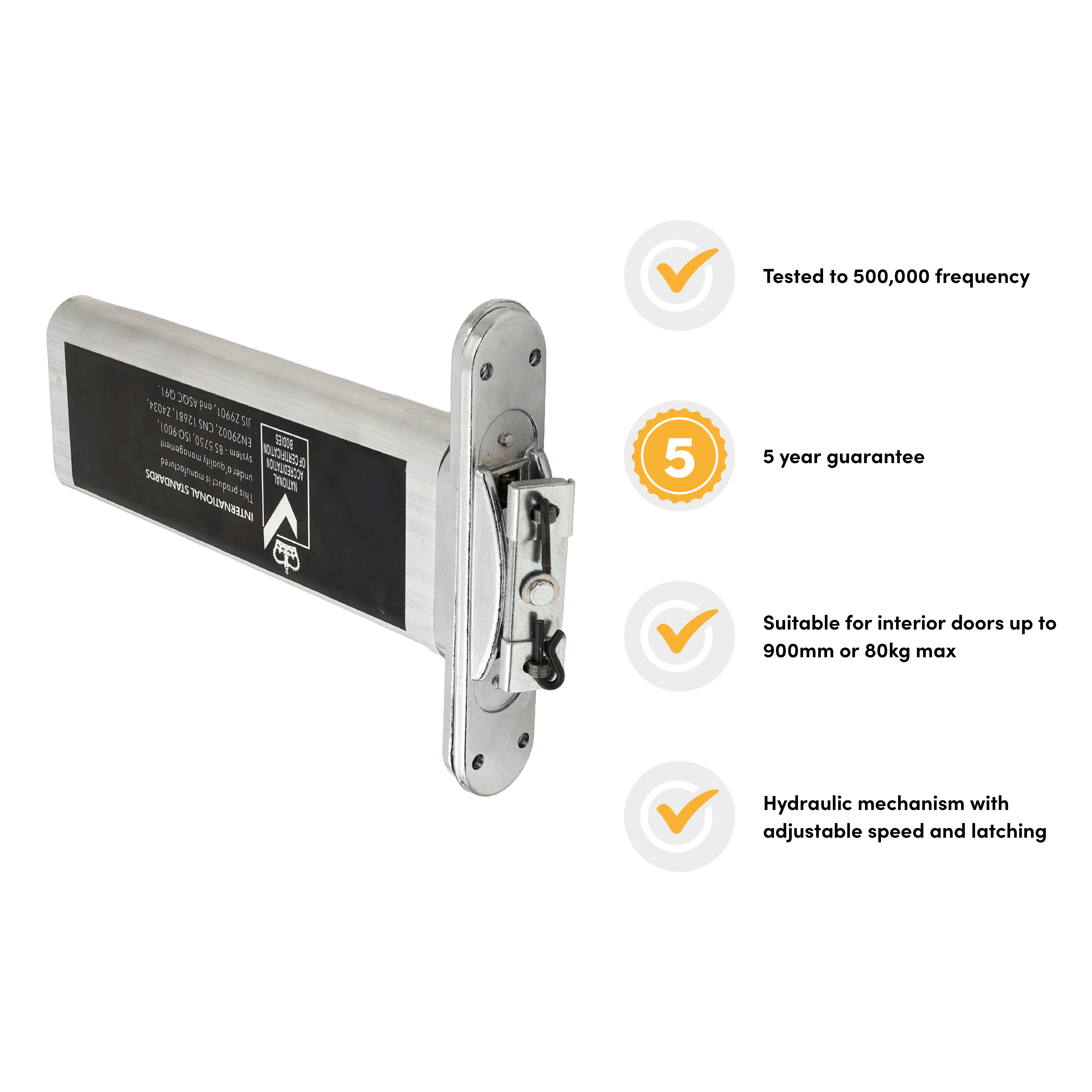 Numatic Concealed Jamb Door Closer - Radius Plate - Satin Chrome - view 3
