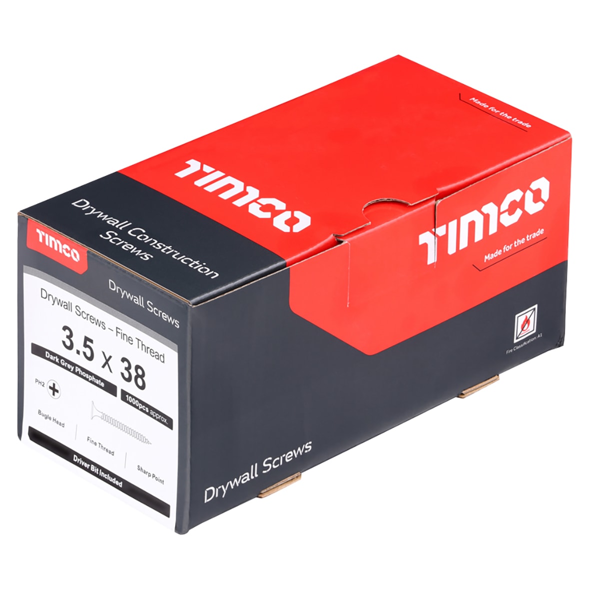 Fine Thread Bugle Head Drywall Screws - 3.5 x 38mm - Dark Grey Phosphate - Pack of 1000 - view 3