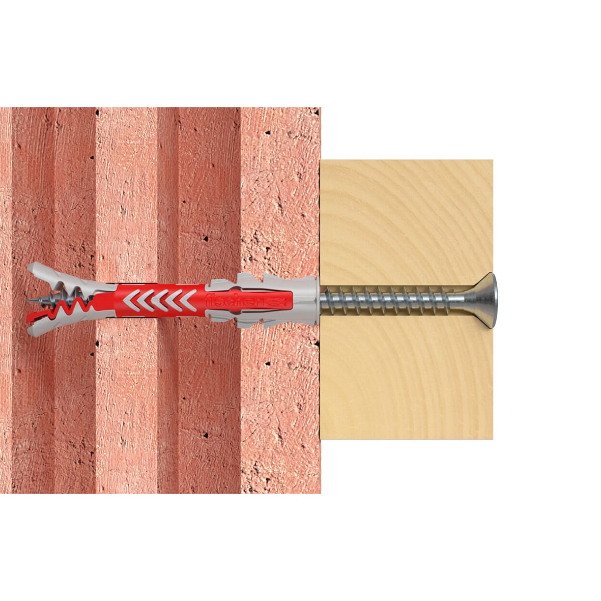 DuoPower Long Nylon Wall Plug with Screws - 8 x 65mm - Red & Grey - Pack of 25 - view 3