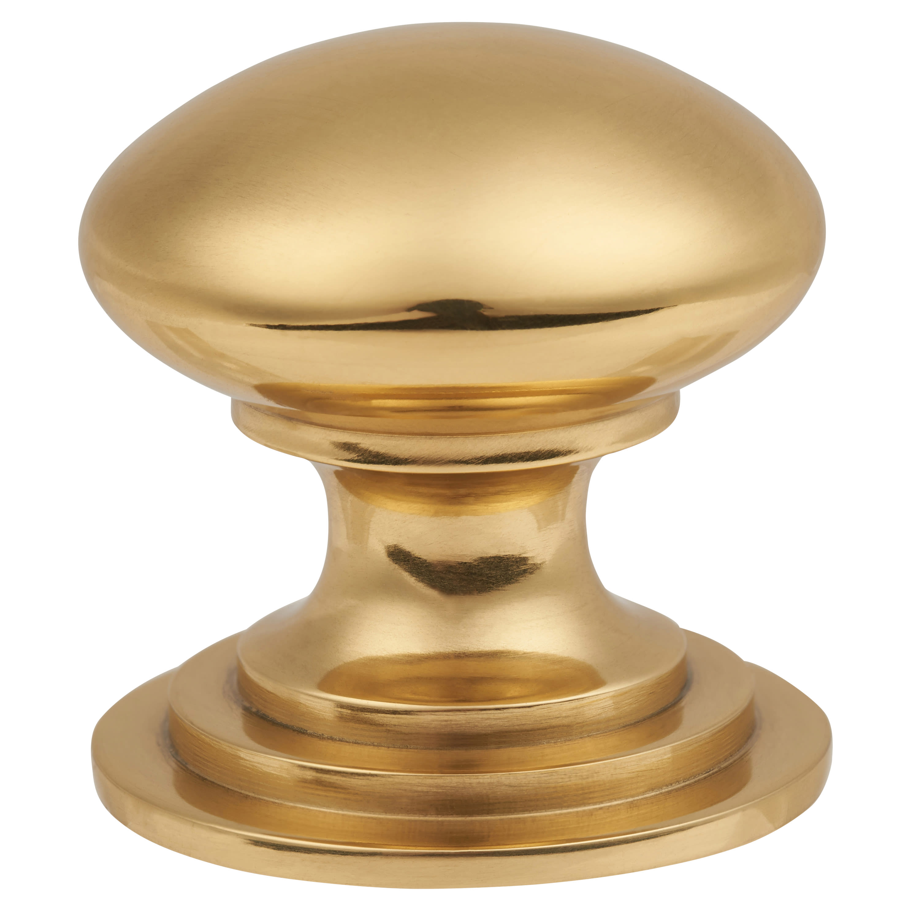 Victorian Turned Round Cabinet Knob - 32mm Diameter - Polished Brass - view 3