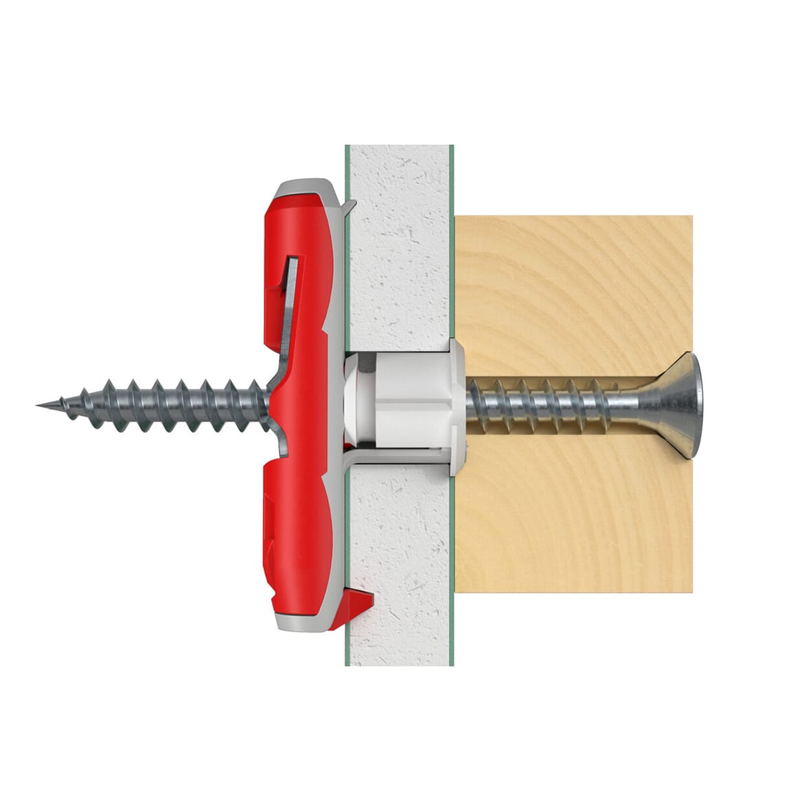 10 S DuoTec Toggle Cavity Fixing with Screws - 10 x 50mm - Red & Grey - Pack of 10 - view 4