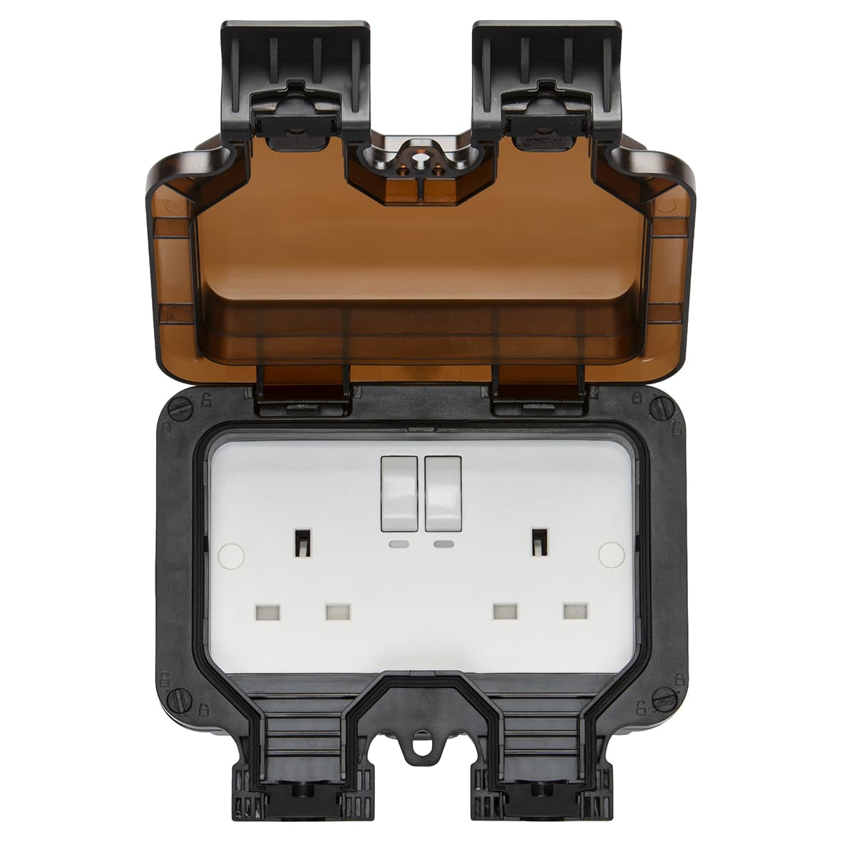 13A 2 Gang Switched Outdoor Weatherproof Socket with Remote Control - Black - view 3