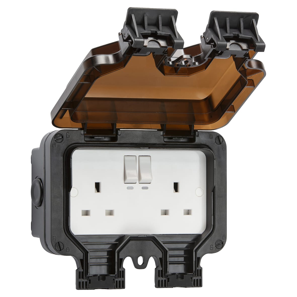 13A 2 Gang Switched Outdoor Weatherproof Socket with Remote Control - Black - view 4