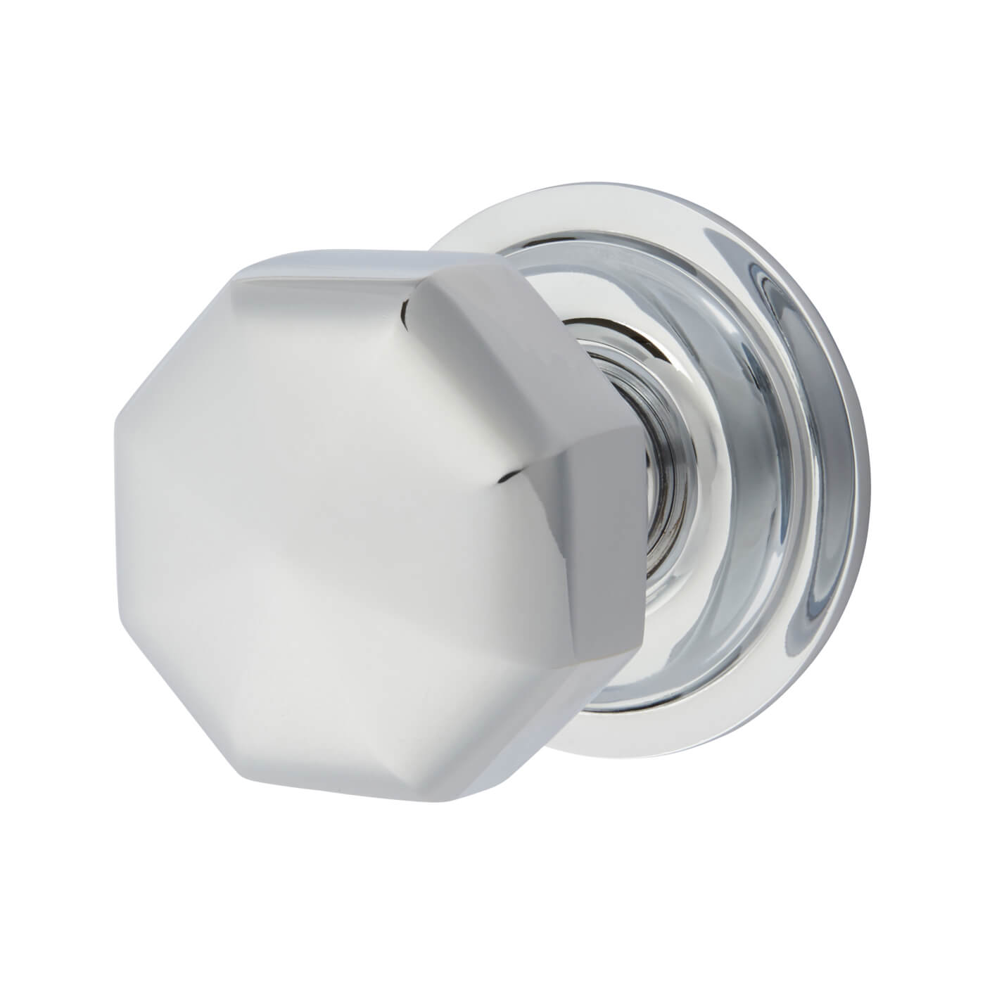 Polished Chrome Octagonal Centre Door Knob - 79mm Rose Diameter - view 2