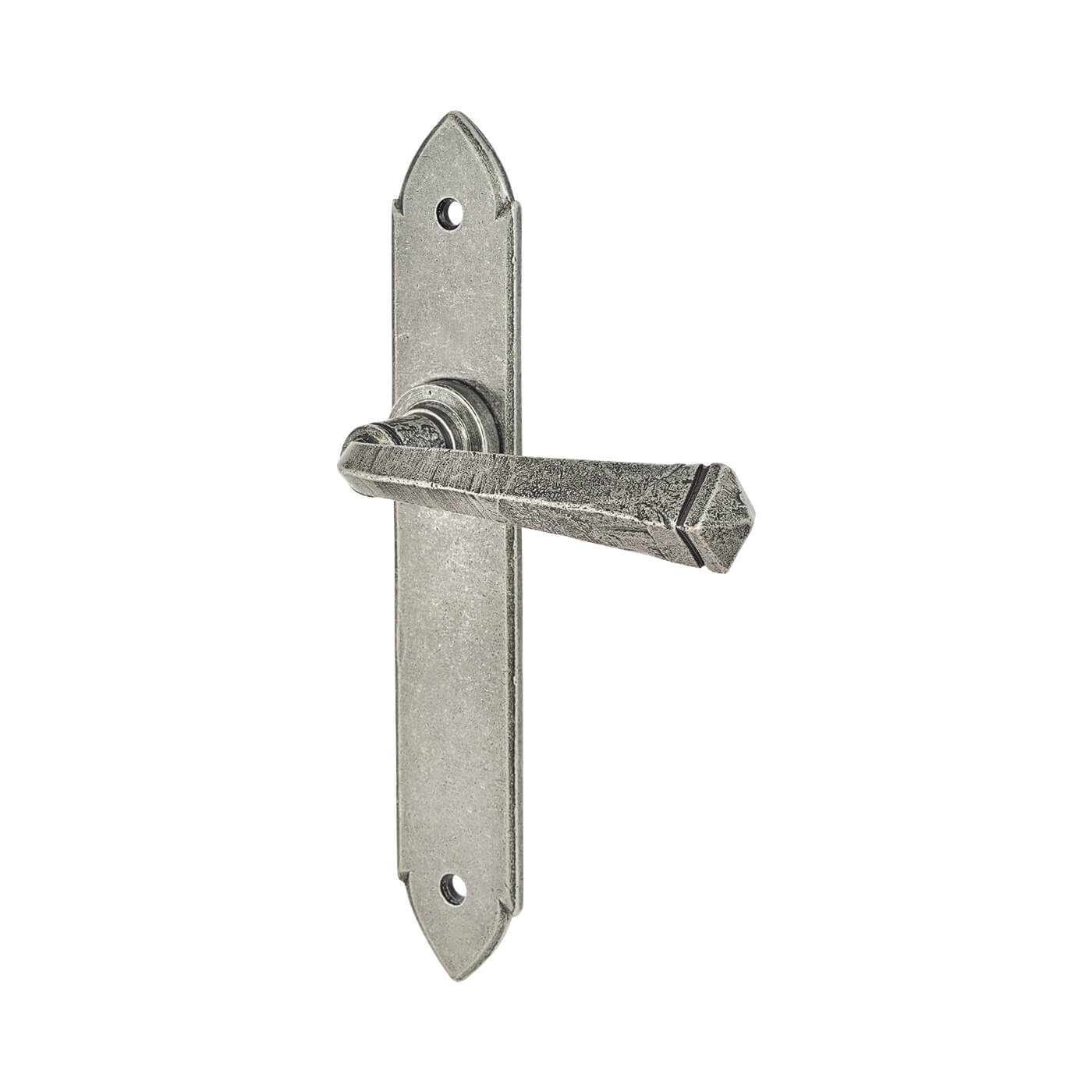 Pewter Gothic Latch Door Handles - Long Plate - 247 x 44mm - view 2