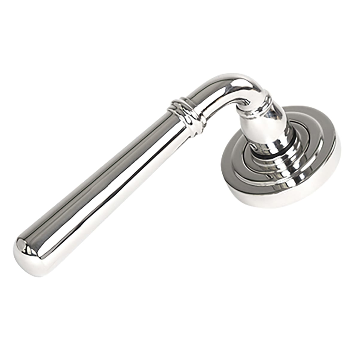 Polished Stainless Steel Door Handles on Round Art Deco Rose - Newbury Range - view 2
