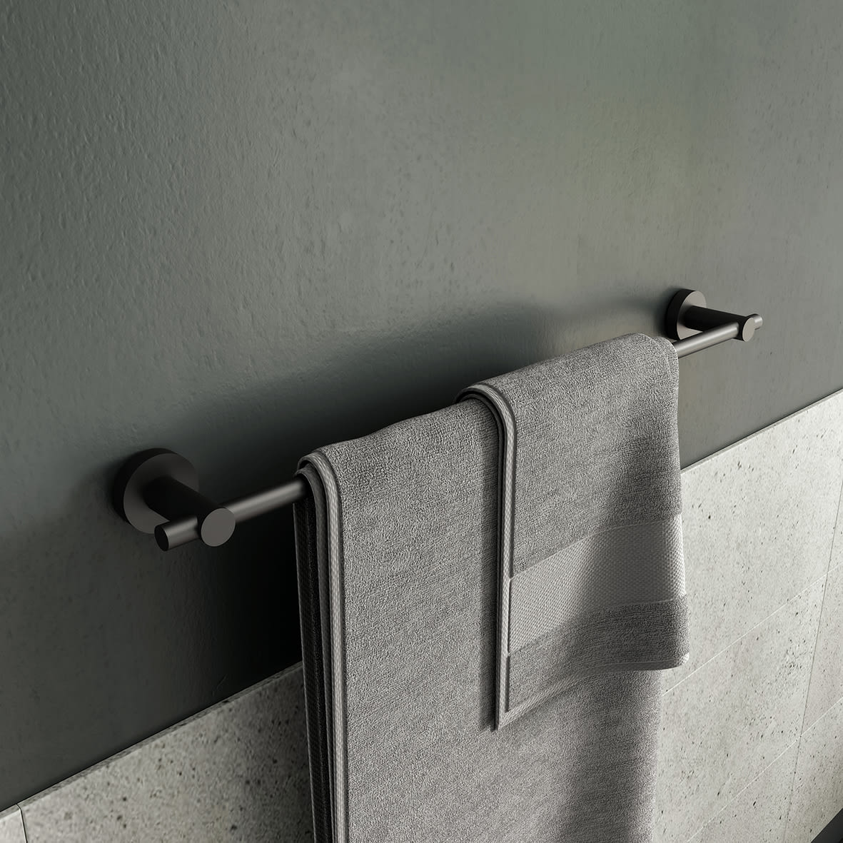 Epsom Flexi-Fix Round Towel Rail - 680 x 77.5 x 54mm - Matt Black - view 2