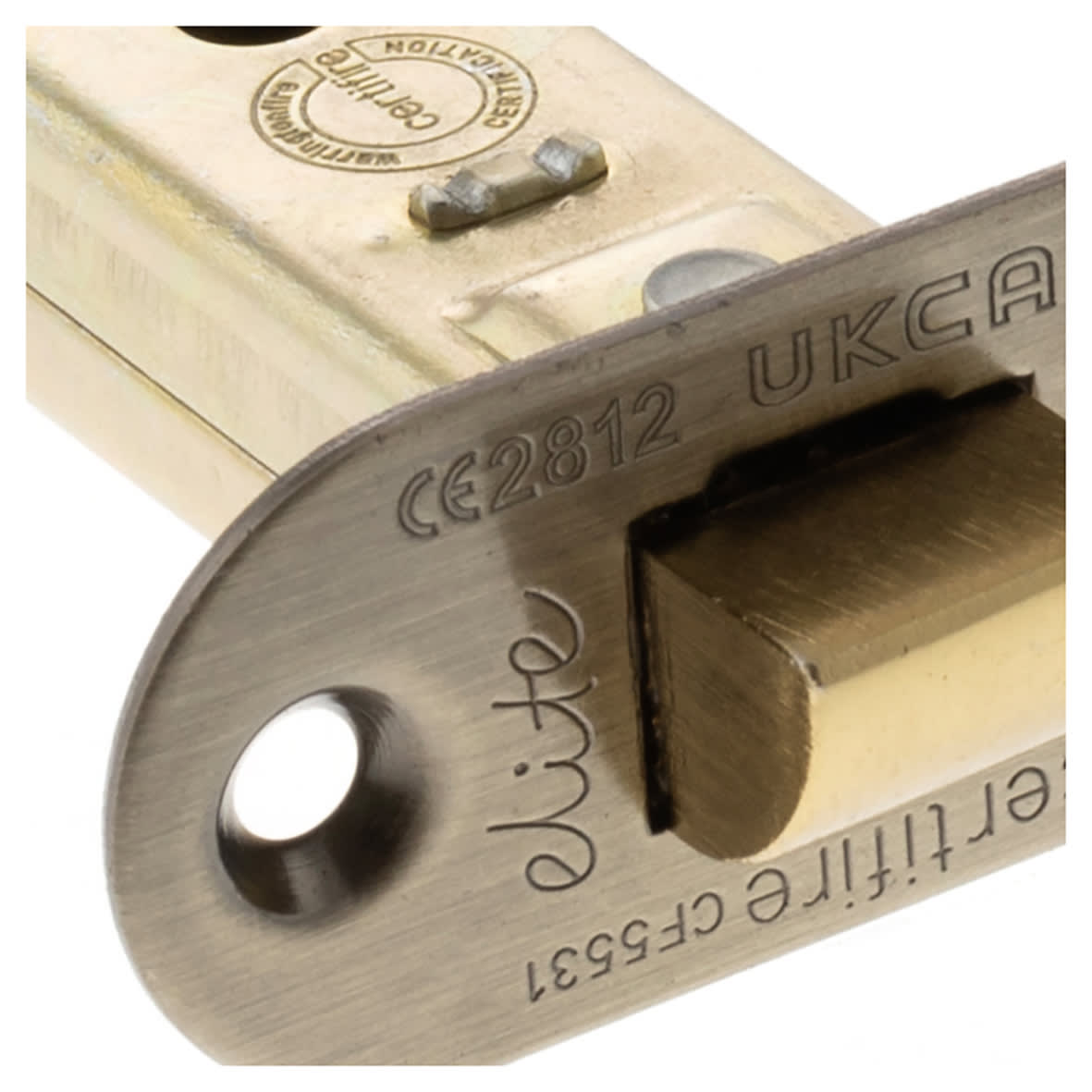 Fire-Rated Tubular Latch - 78mm Case - 57mm Backset - Radius - Antique Brass - view 4