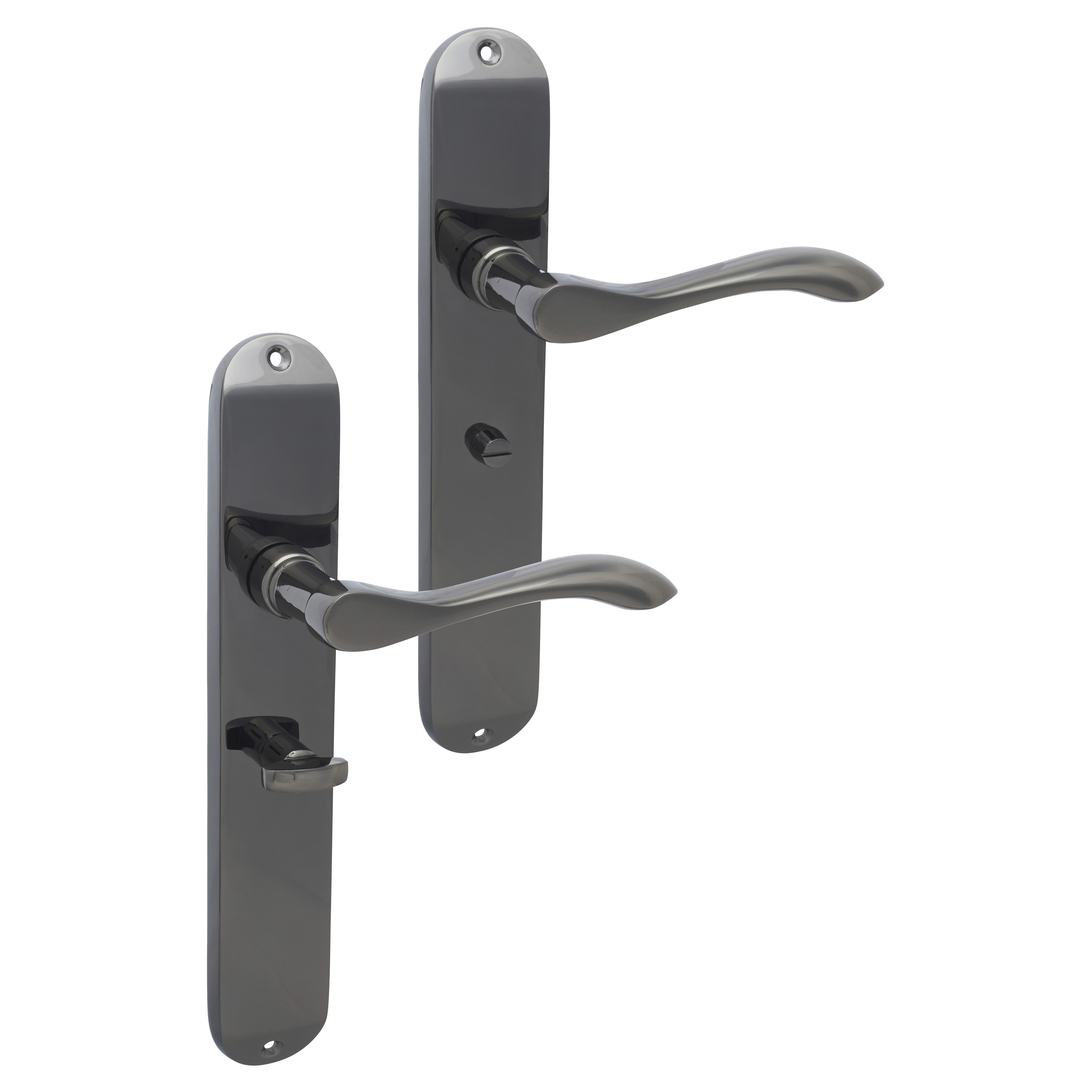 Black Nickel Bathroom Door Handles - Long Plate - Altea Range - 240 x 41mm - view 4