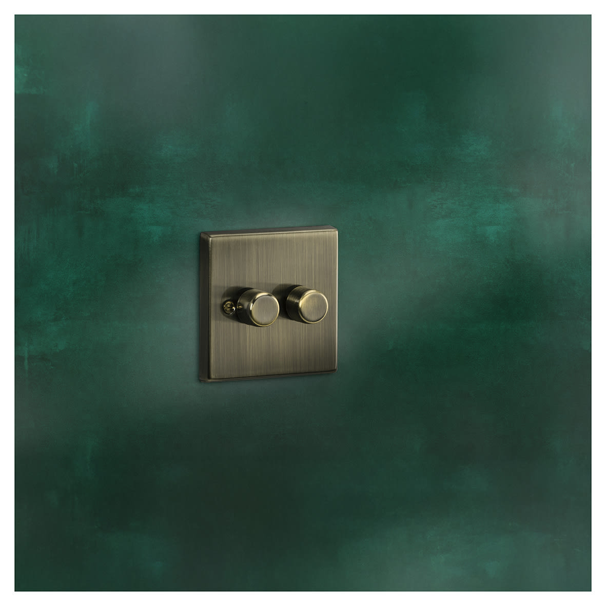 5 - 150W 2 Gang 2 Way Push On/Off Rotary Square Intelligent LED Dimmer - Antique Brass - view 4