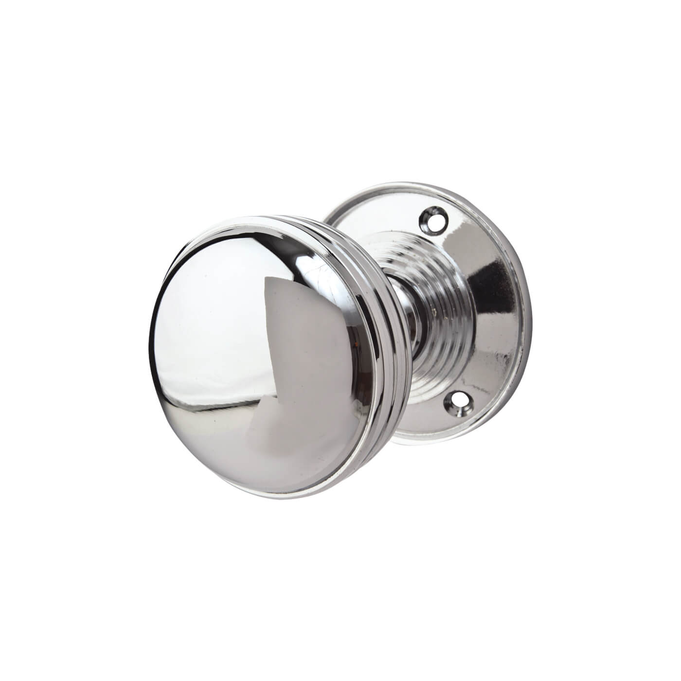Polished Chrome Ringed Mortice Door Knob - 65mm Rose Diameter - view 2