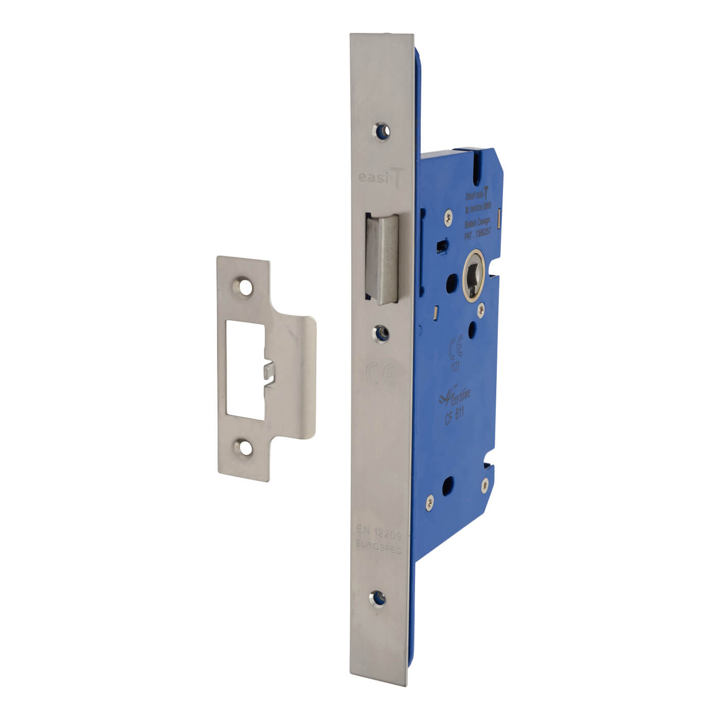 Architectural DIN Latch - 85mm Case - 60mm Backset - Square - Satin Stainless Steel - view 2