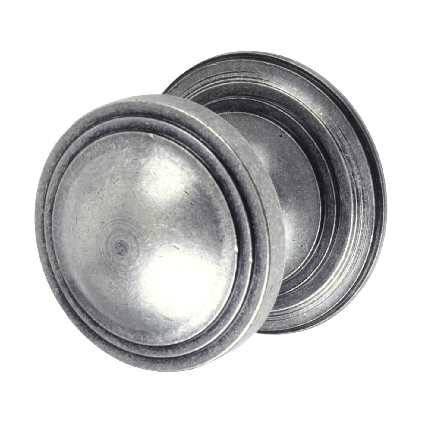 Pewter Round Art Deco Centre Door Knob - 90mm Rose Diameter - view 2