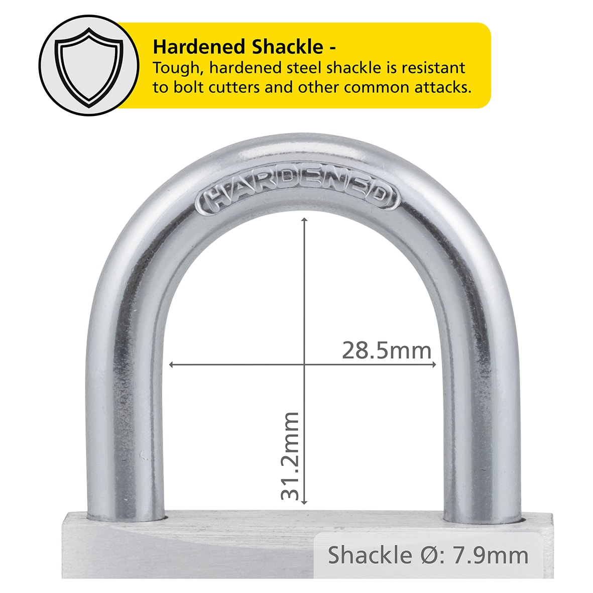 Aluminium Padlock - 50mm Body - 29.5 x 28mm Shackle - Keyed to Differ - view 5