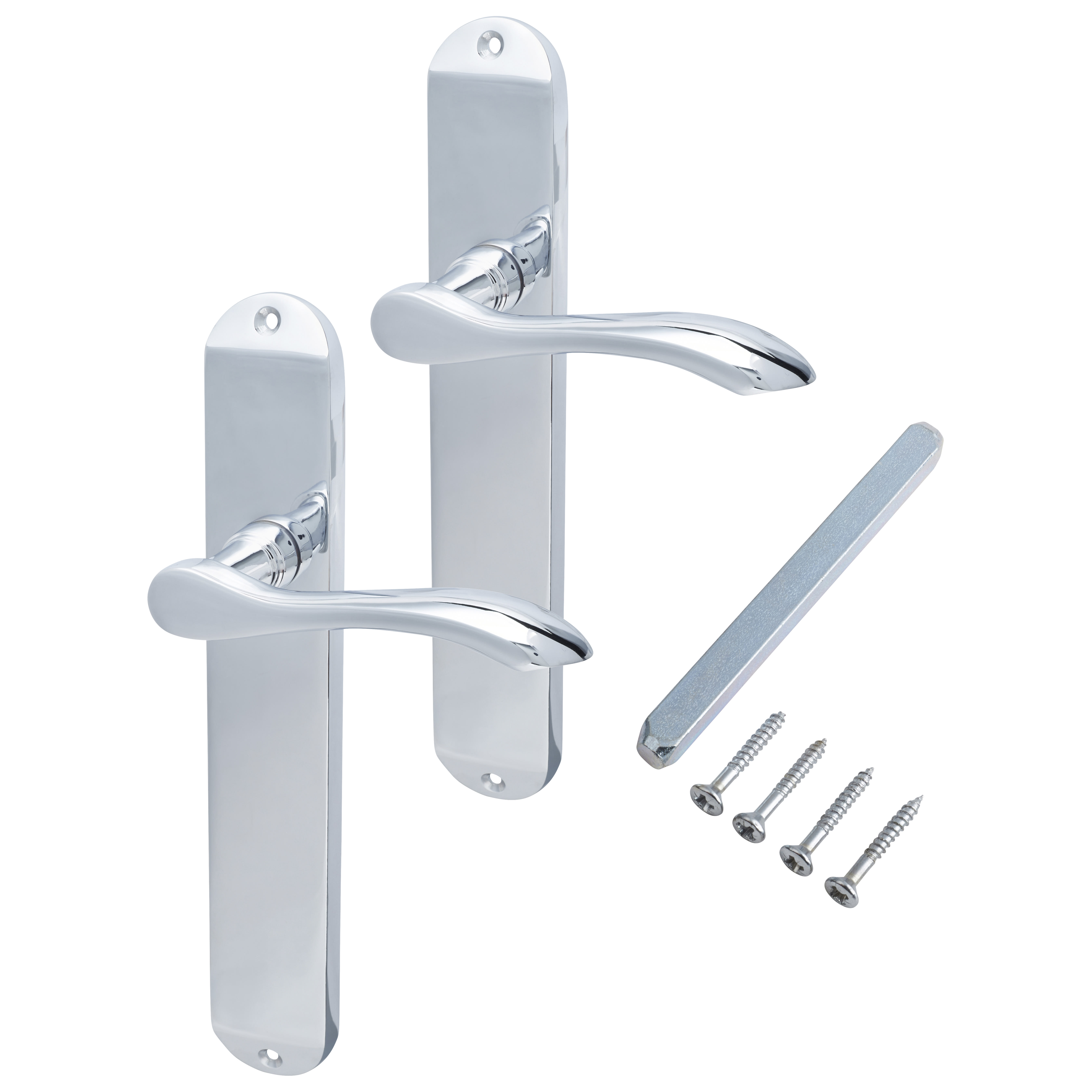 Polished Chrome Latch Door Handles - Long Plate - Altea Range - 240 x 41mm - view 3