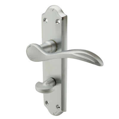 Satin Chrome Scroll Bathroom Door Handles - Madrid Range - 180 x 45mm - view 2