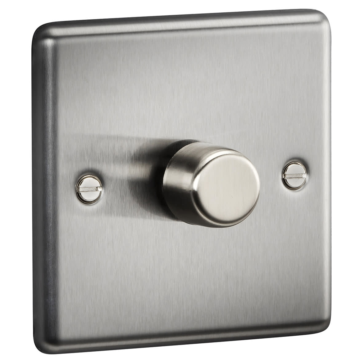 5-150W 1 Gang 2 Way Push On/Off Rotary Rounded Intelligent LED Dimmer - Brushed Chrome - view 2