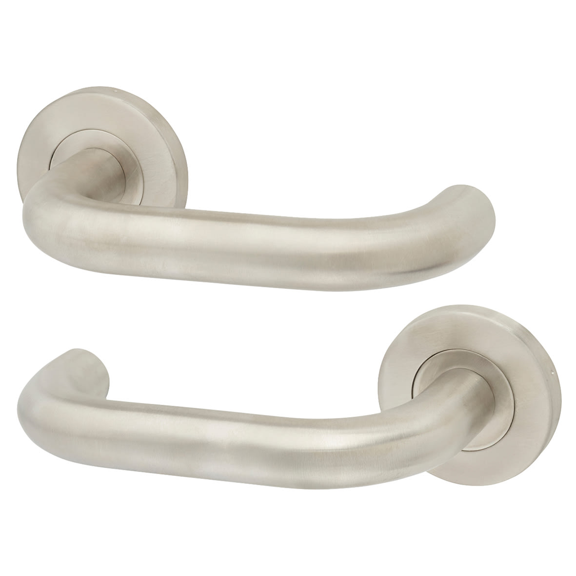 Satin Stainless Steel 19mm Return to Door Handles on Round Rose - view 2