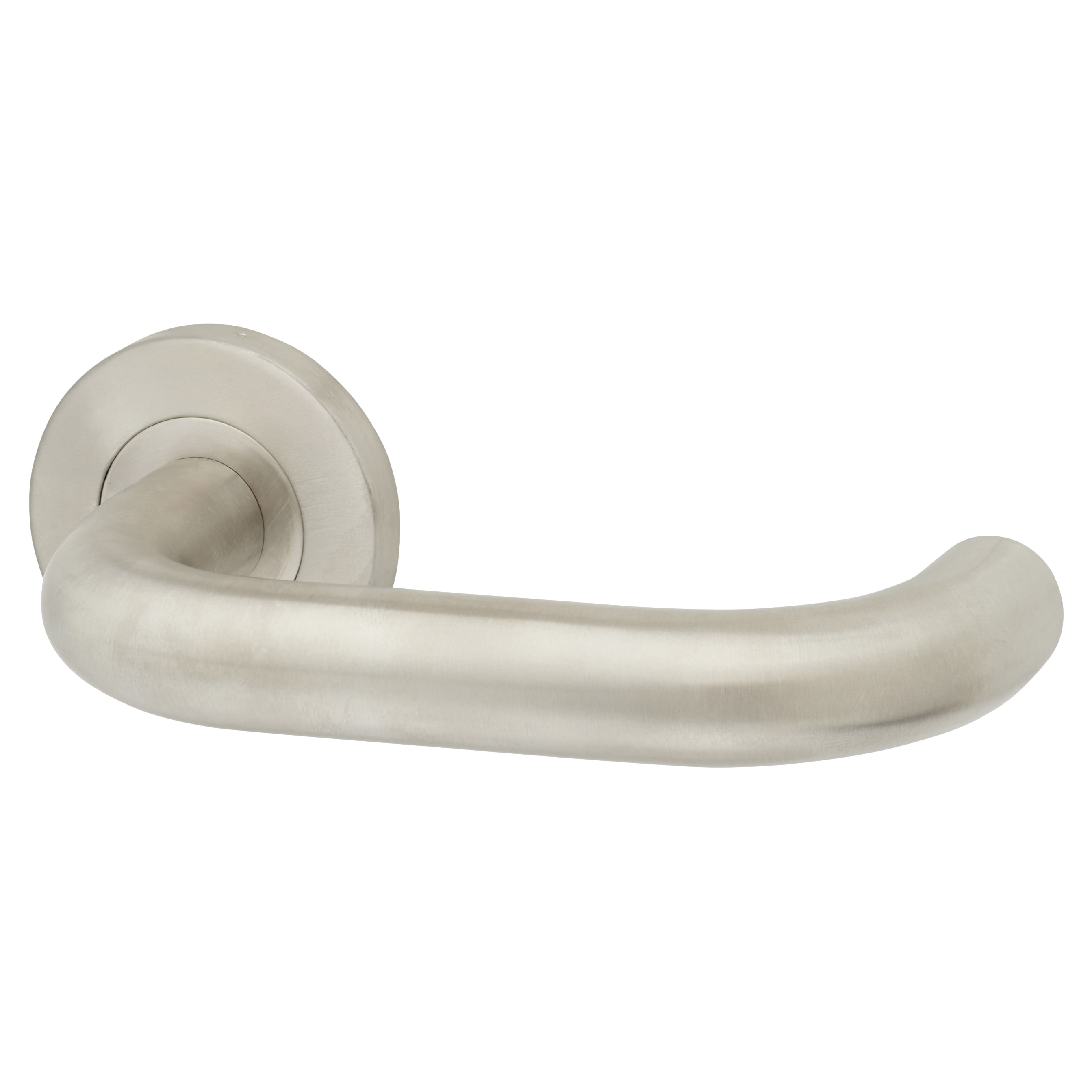 Satin Stainless Steel 19mm Return to Door Handles on Round Rose - view 4
