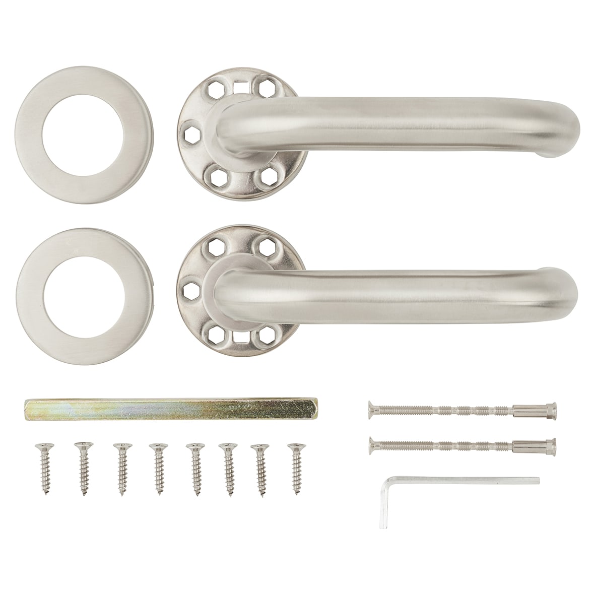 Satin Stainless Steel 19mm Return to Door Handles on Round Rose - view 7