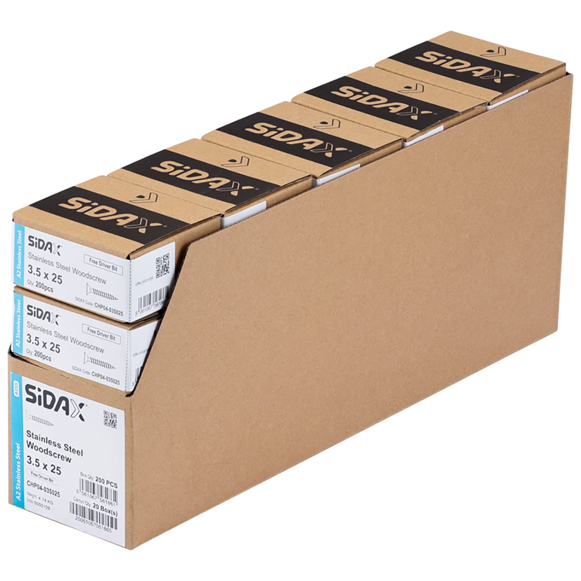 Pozi Countersunk Wood Screws - 3.5 x 25mm - A2 Stainless Steel - Pack of 200 - view 4