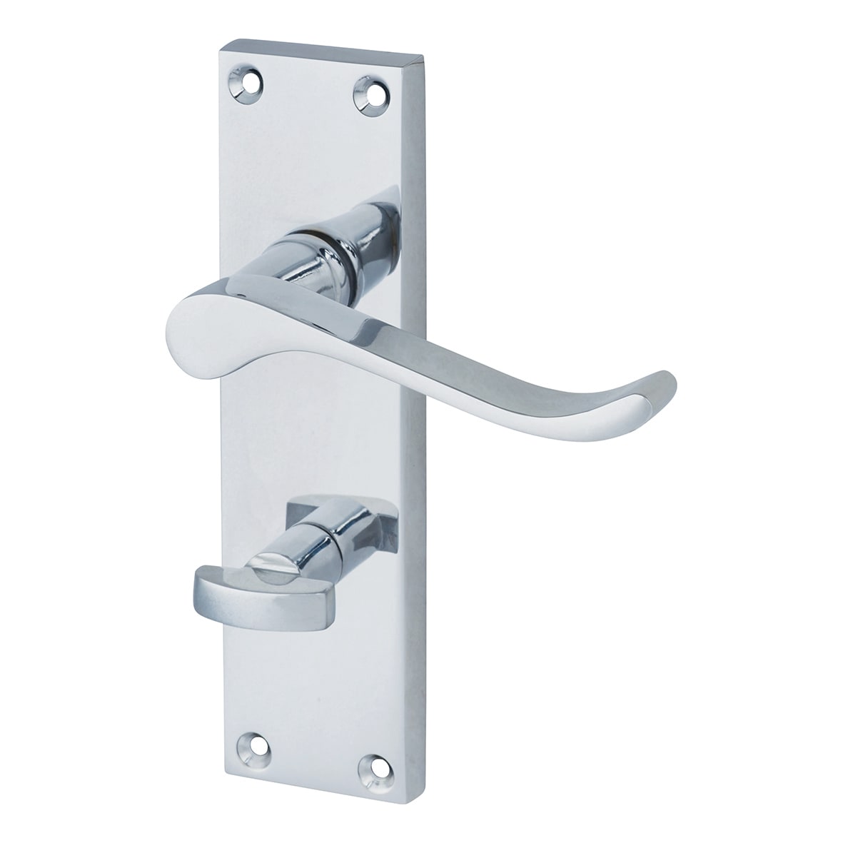 Polished Chrome Budget Scroll Bathroom Lock Door Handles Pack - Mia Range - view 2
