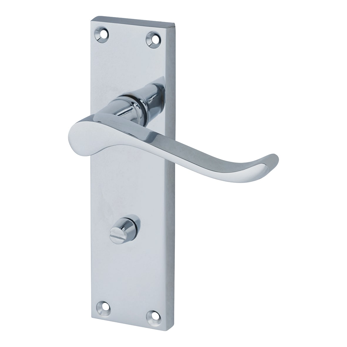 Polished Chrome Budget Scroll Bathroom Lock Door Handles Pack - Mia Range - view 3