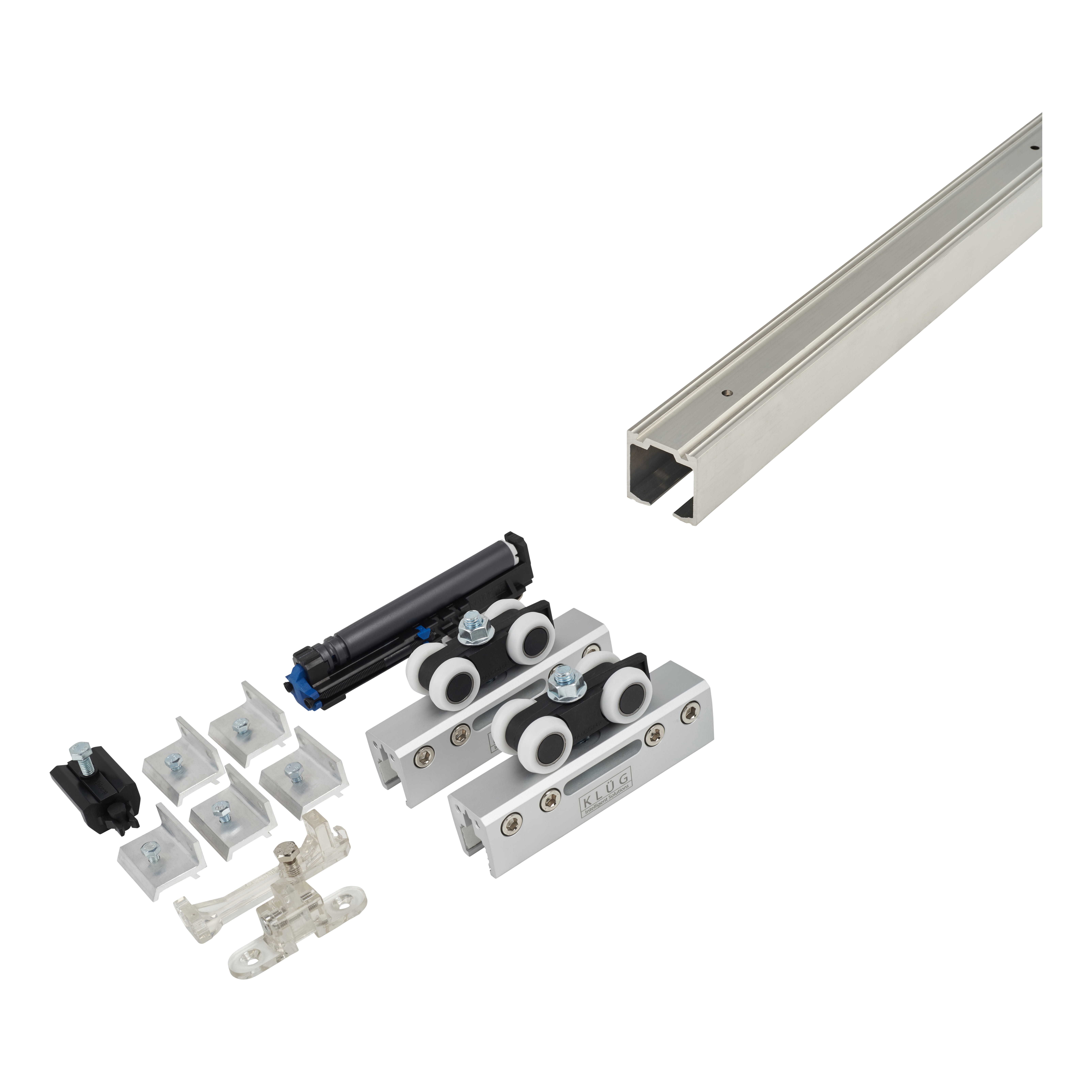 Vero Glass Sliding Door Gear Kit - 2000mm Track - 8-12mm Glass - 100kg Max Door Weight - view 3