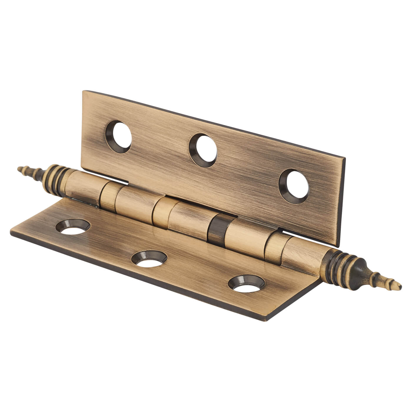 Finial Ball Bearing Butt Door Hinge - 75 x 50 x 2mm - Antique Brass - Pair - view 3