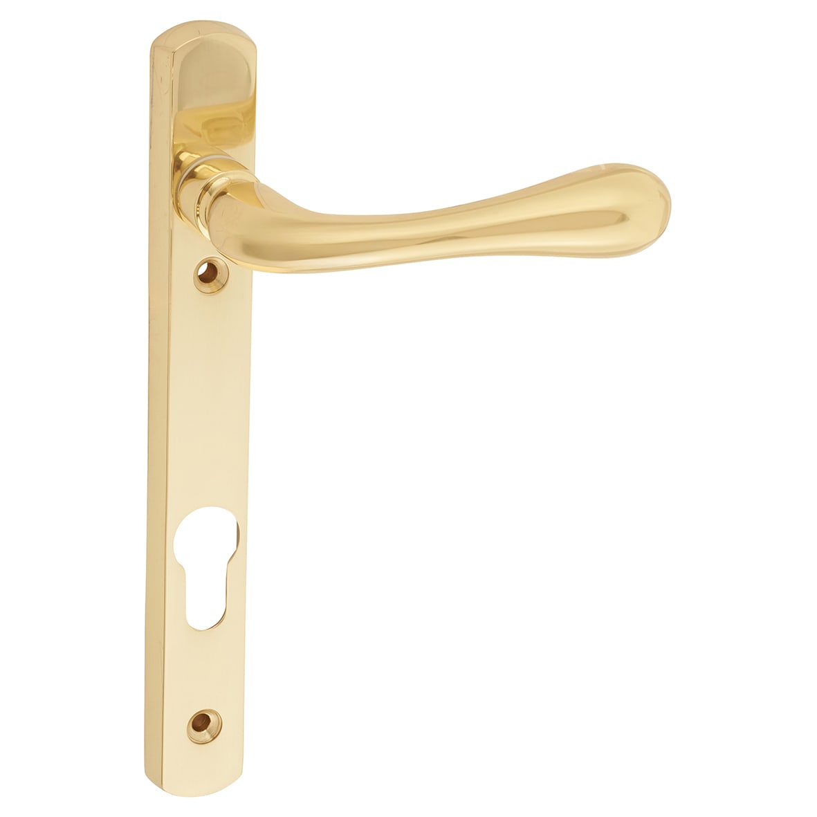 Polished Brass uPVC Narrow Multipoint Door Handles - 92mm c/c - Astro Range - view 2