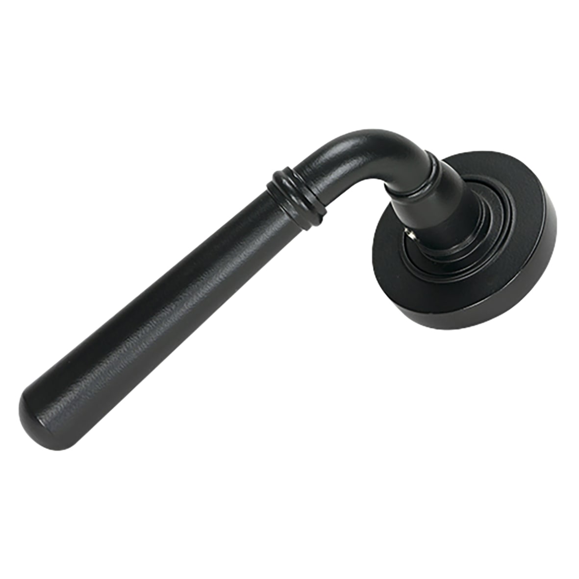 Matt Black Door Handles on Round Rose - Newbury Range - view 2