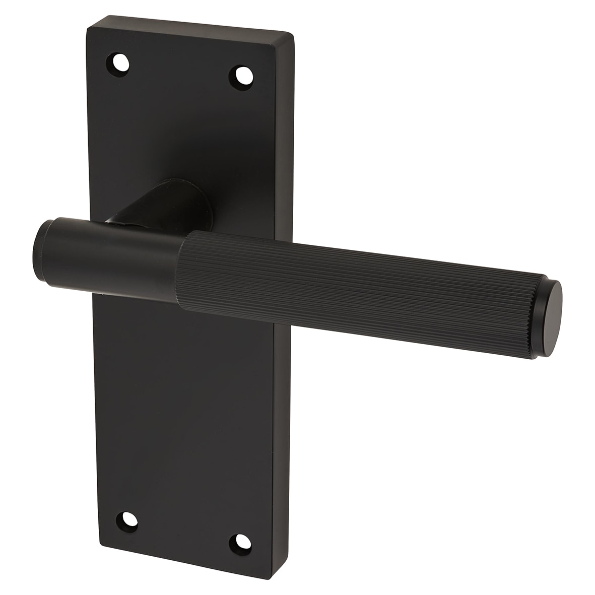 Matt Black Lines Latch Door Handles Pack - Nova Range - view 2