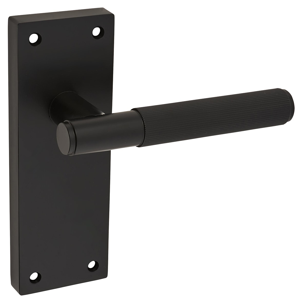 Matt Black Lines Latch Door Handles Pack - Nova Range - view 3