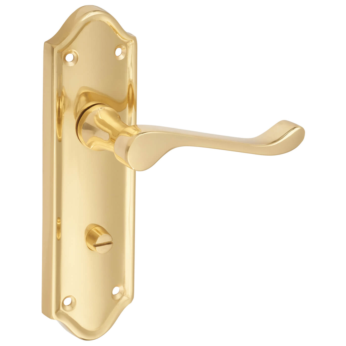 Polished Brass Scroll Bathroom Door Handles - Ashmead Range - 168 x 46mm - view 6