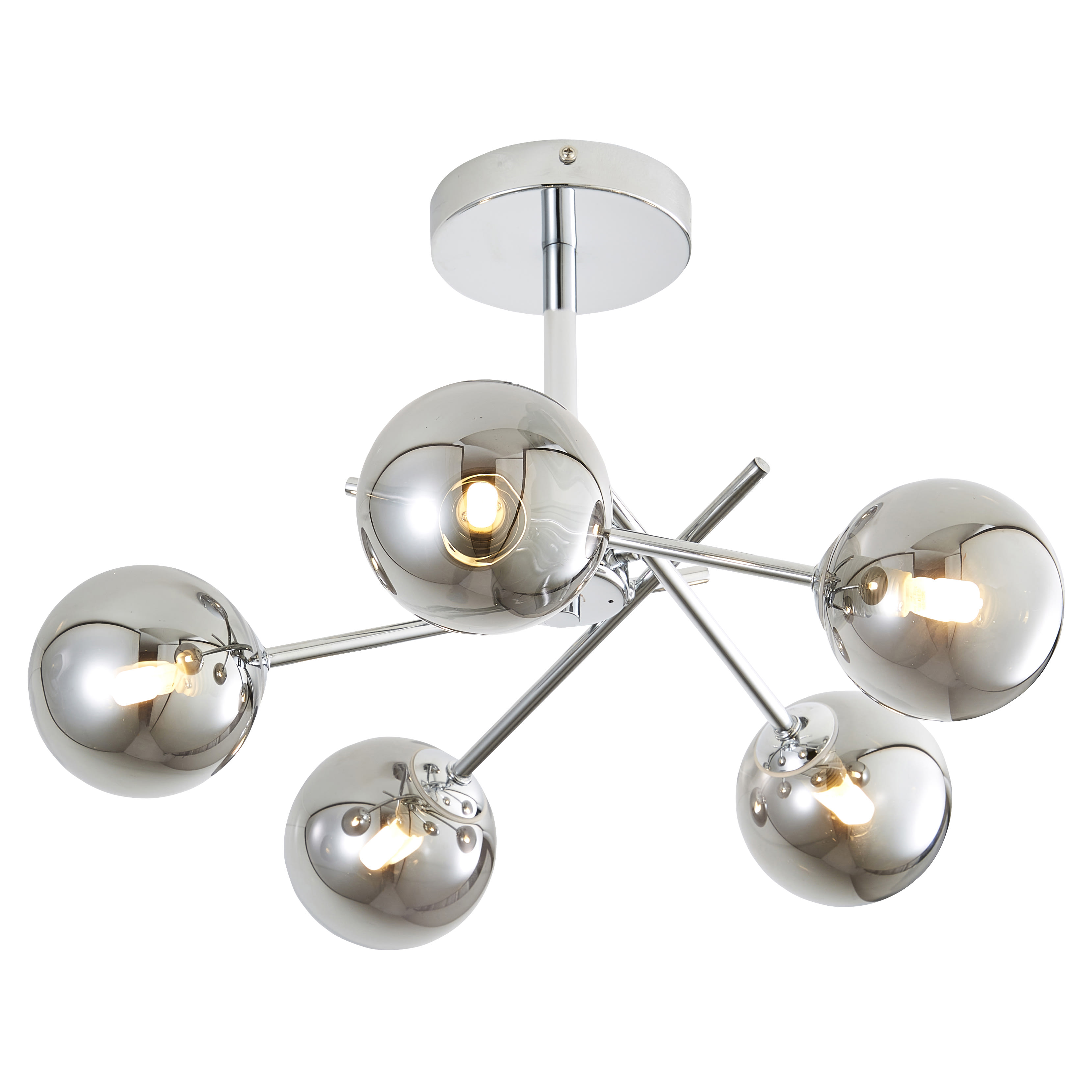 Forum Spa Lindos 5 Light Semi Flush LED Bathroom Ceiling Light - IP44 - Chrome & Smoked Shades - view 3