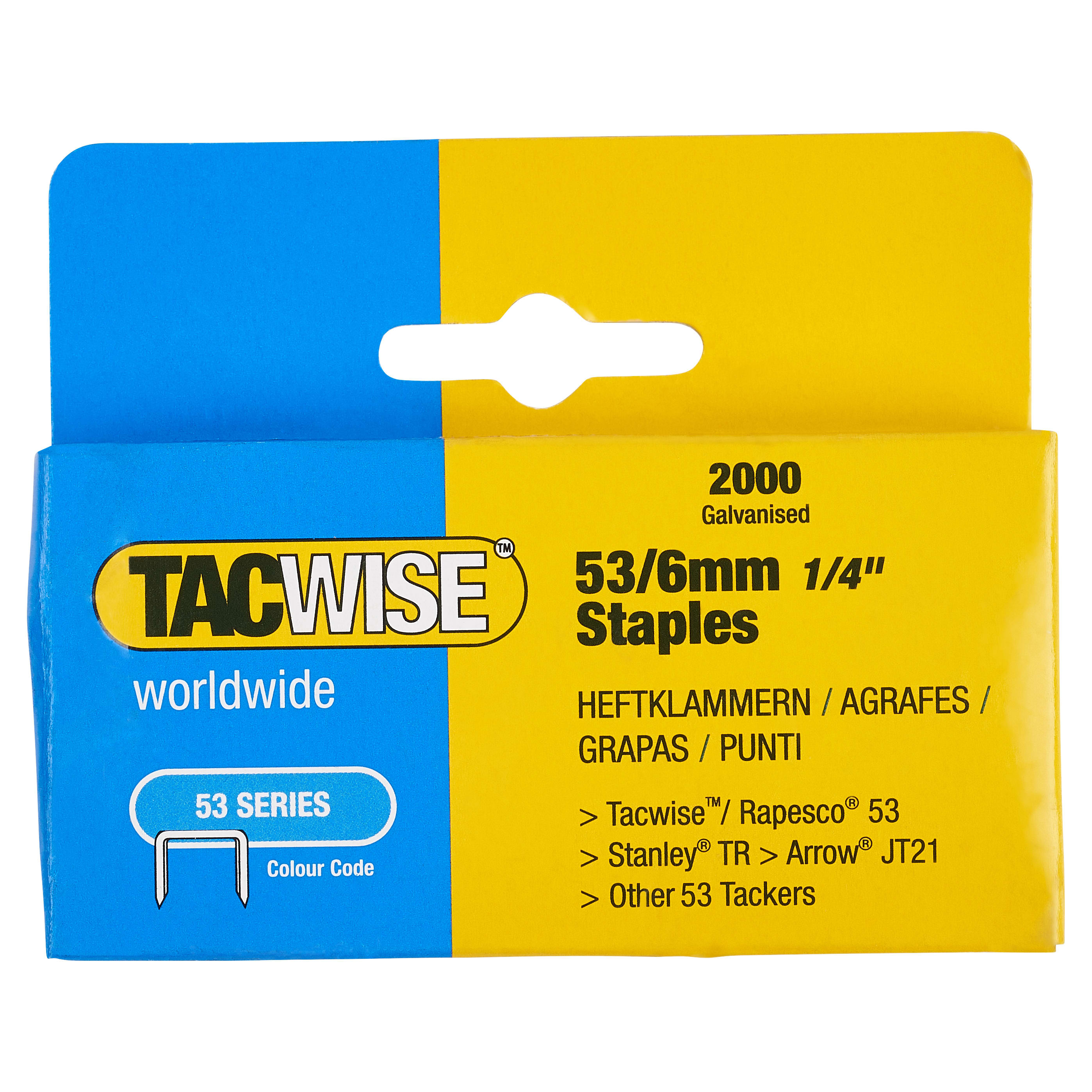 53 Series Staples (JT21,/69/ST10, 53) - 6mm Length - Galvanised - Pack of 2000 - view 3