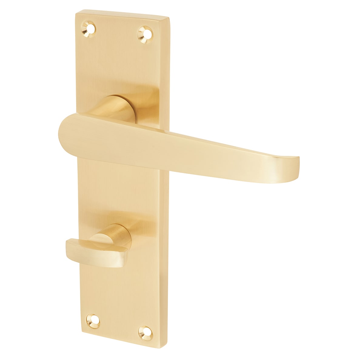 Satin Brass Budget Straight Bathroom Door Handles - Mia Range - 153 x 42mm - view 2